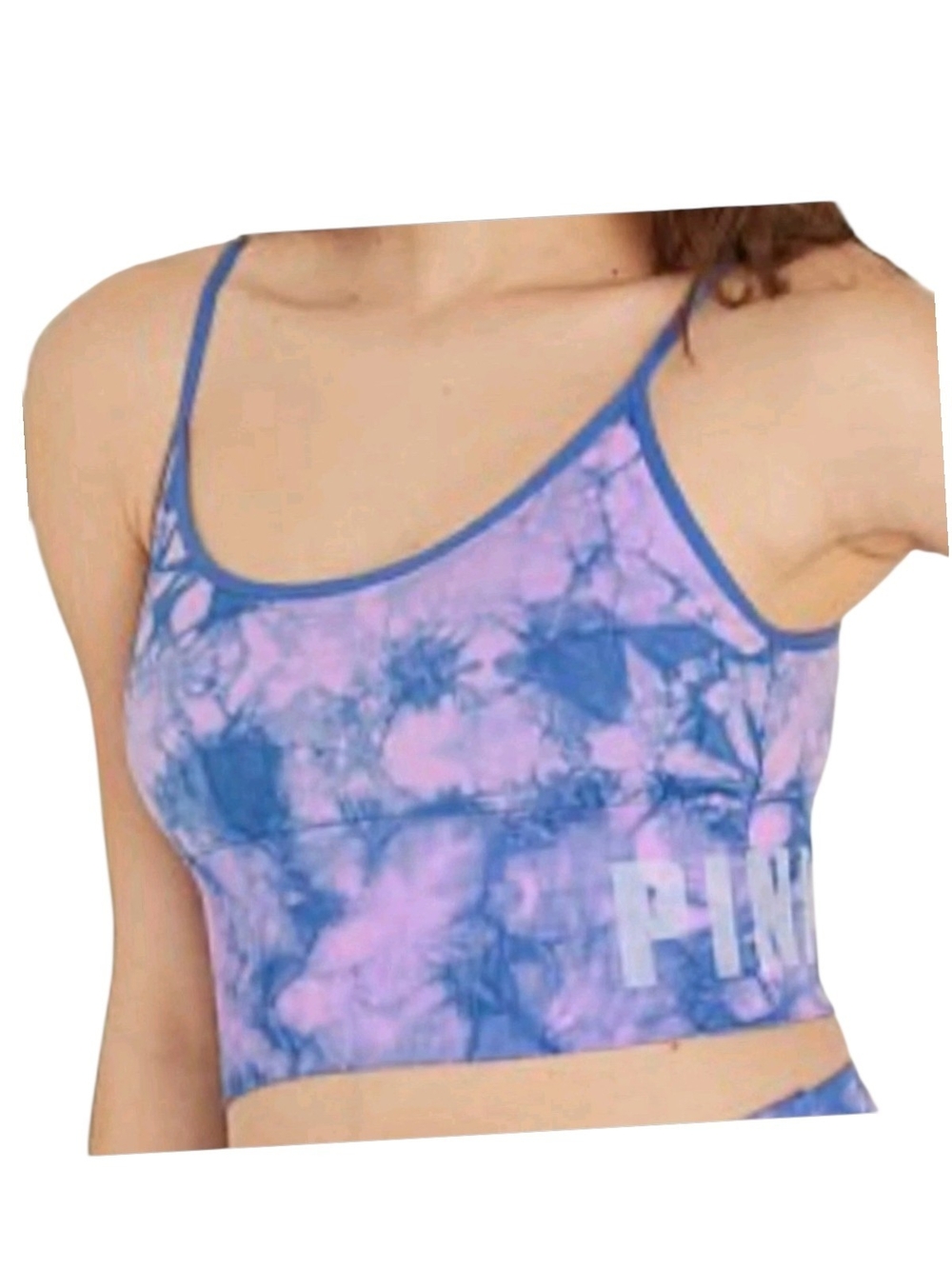 PINK Victoria's Secret Tie-Dye Sports Lavender and Blue Crop Bralette Camisole